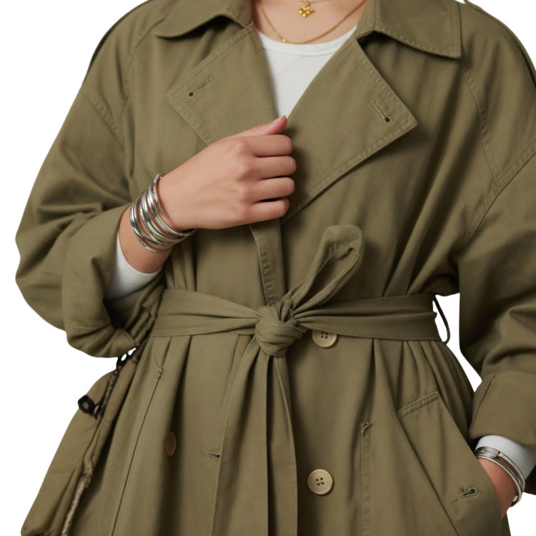 Modern Side-Slit Olive Green Overcoat Buy Now