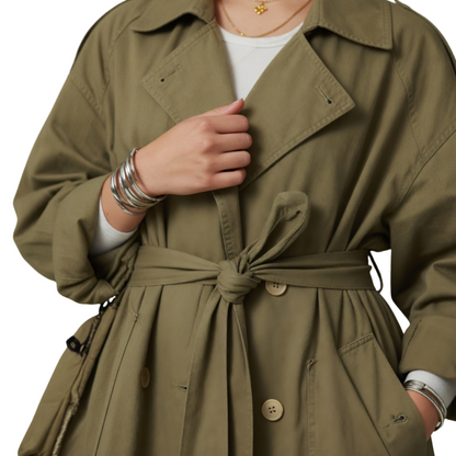 Modern Side-Slit Olive Green Overcoat Buy Now