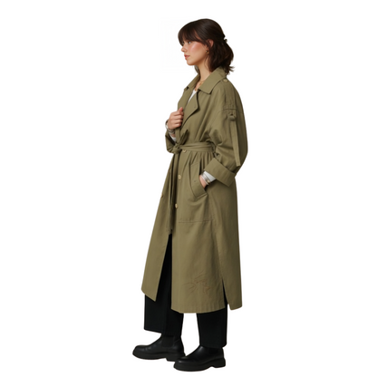 Modern Side-Slit Olive Green Overcoat Live Now