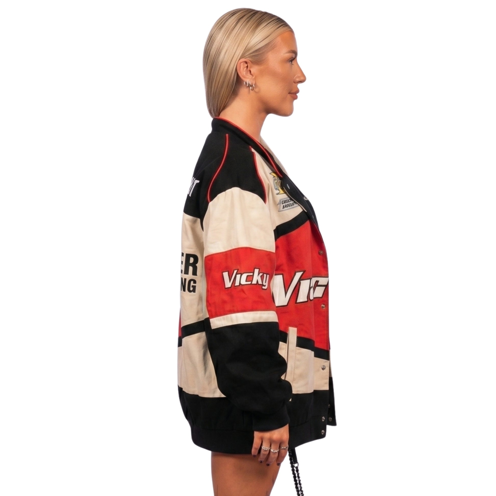 Molly Marsh Gran Turismo Red White and Black Jacket Shop Now