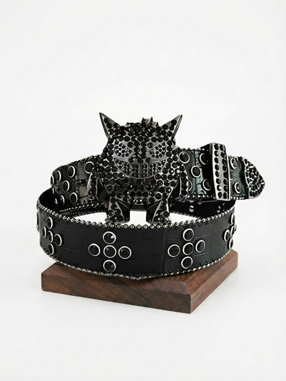 Monster Buckle Punk Leather Belt - Edgy Design