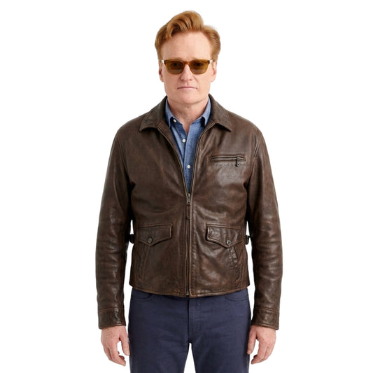 Must Go Conan O’Brien Brown Leather Jacket