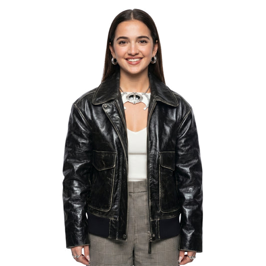 NYC 2026 Mattea Conforti Black Leather Jacket