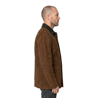 NYC 2026 Nicholas Hoult Brown Suede Leather Jacket