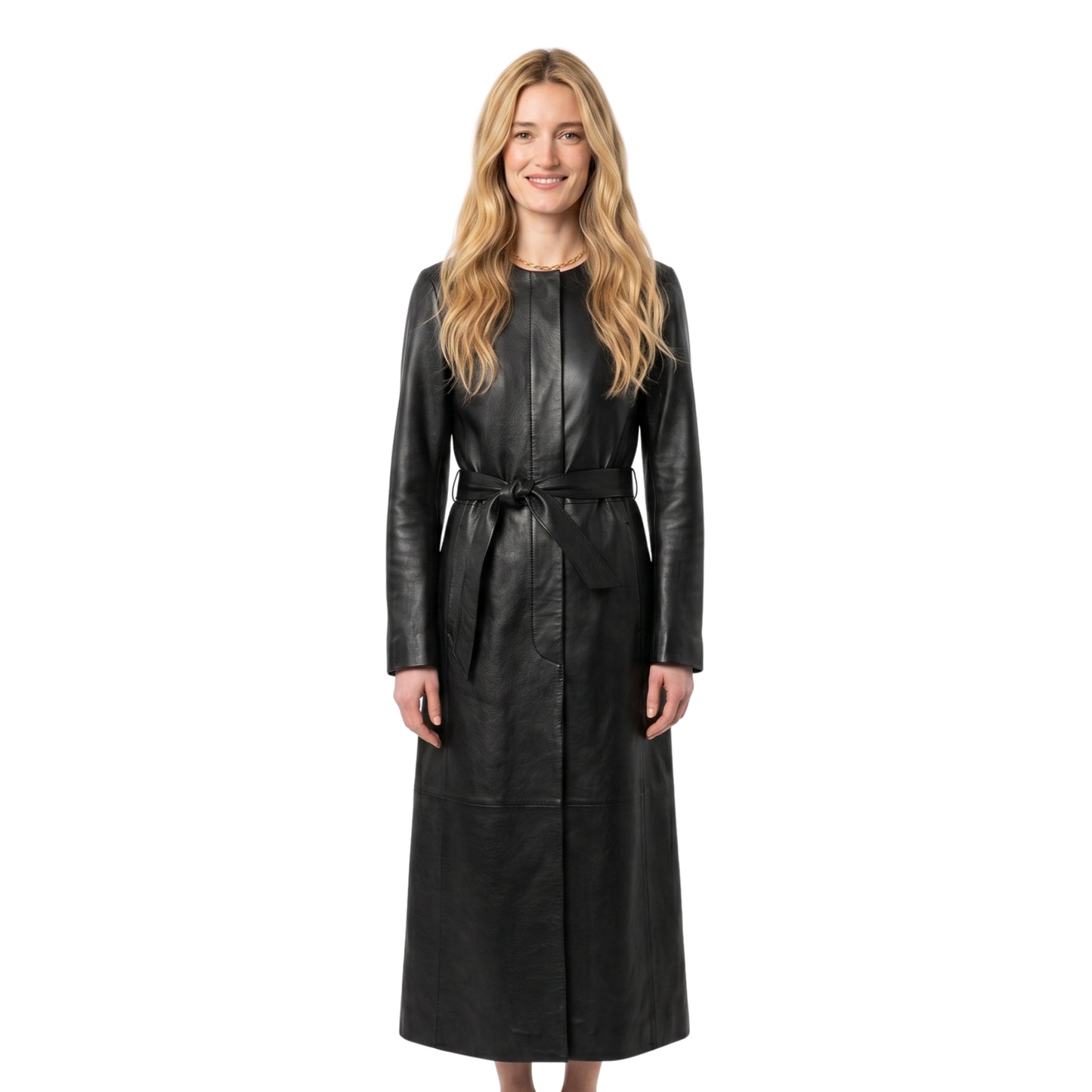 NYC 2026 Sarah Pidgeon Black Leather Coat