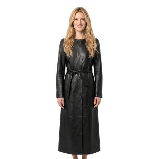 NYC 2026 Sarah Pidgeon Black Leather Coat