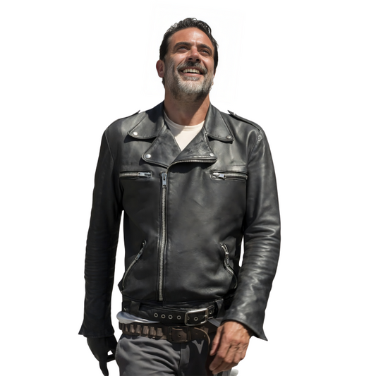 Negan The Walking Dead Black Leather Biker Jacket