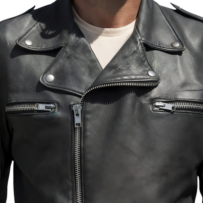Negan The Walking Dead Black Leather Biker Jacket Buy