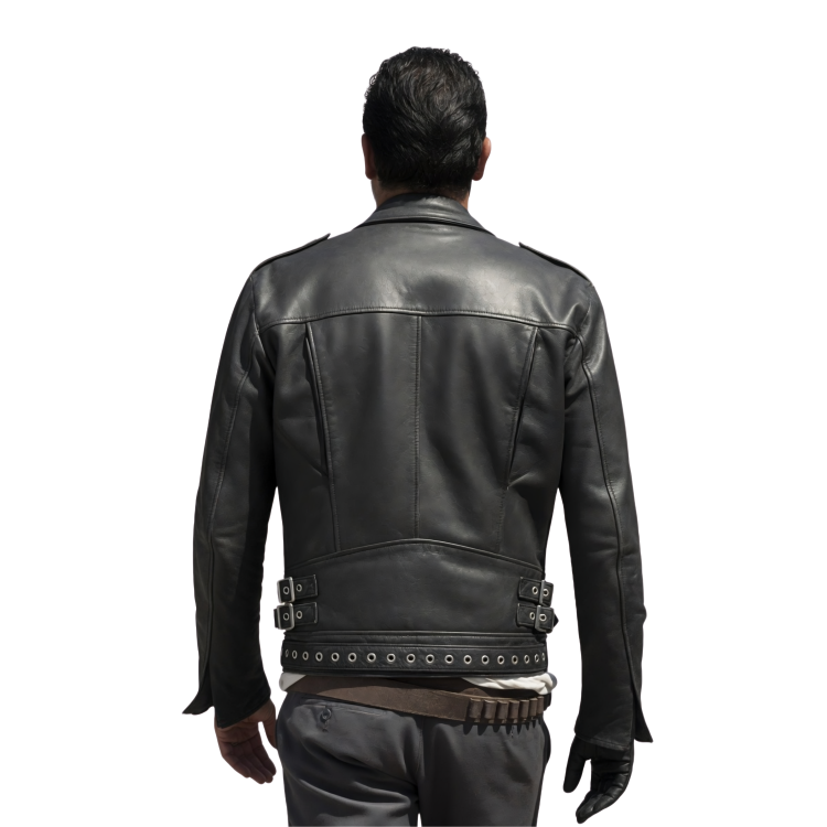 Negan The Walking Dead Black Leather Biker Jacket Sale Live