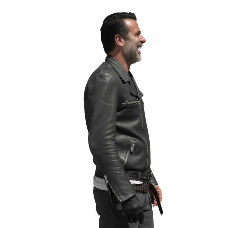 Negan The Walking Dead Black Leather Biker Jacket Sale Live Now