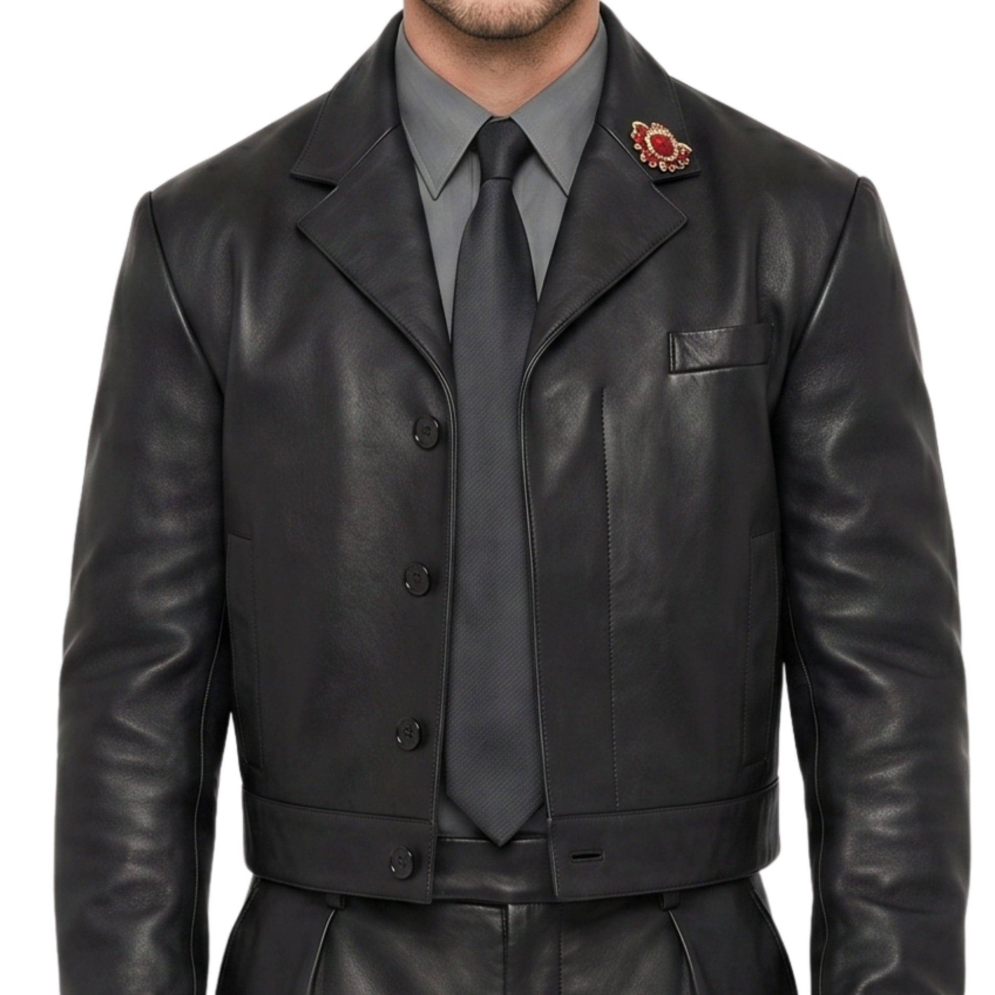 Nicholas Hoult Met Gala Cropped Leather Jacket