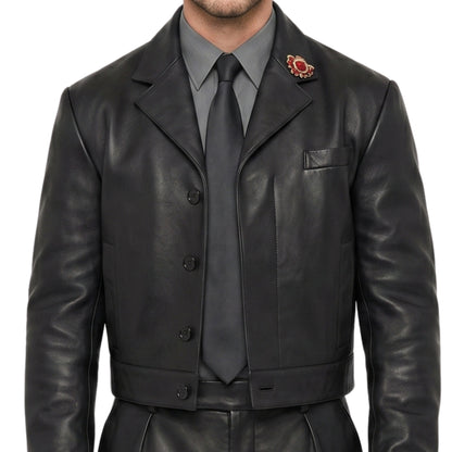 Nicholas Hoult Met Gala Cropped Leather Jacket