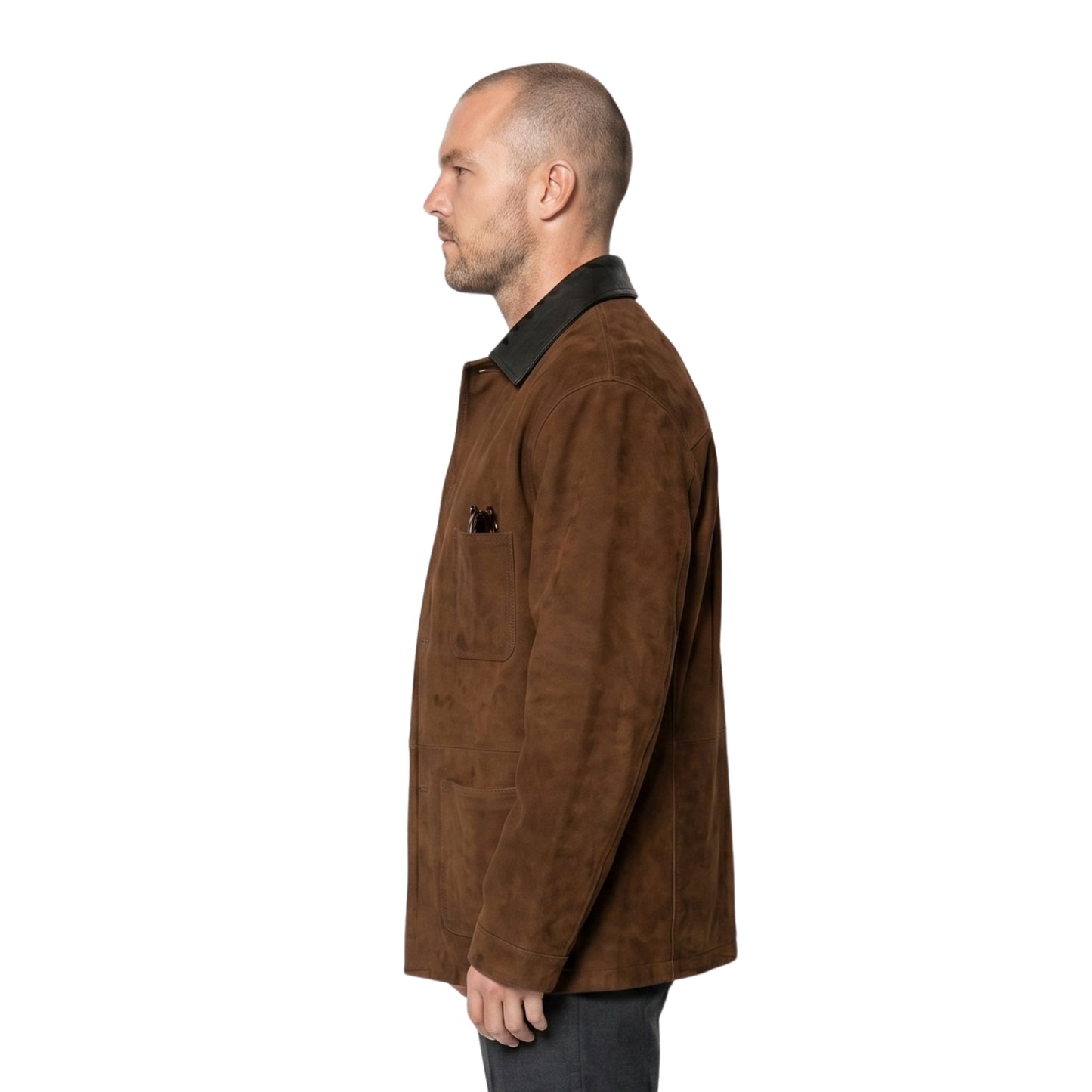 Nicholas Hoult NYC 2026 Suede Button-Up Jacket