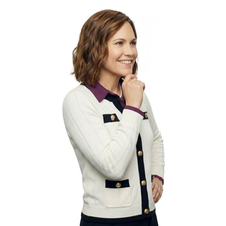 Nikki DeLoach White Cardigan Jacket Live