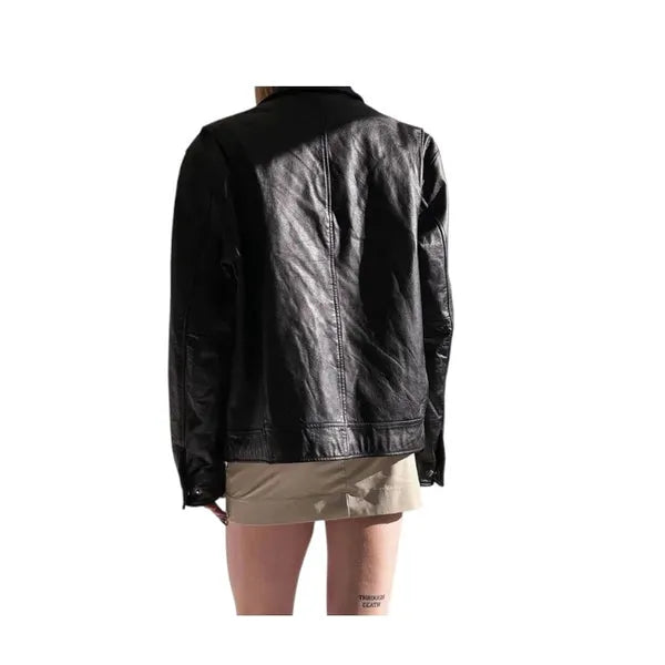 Women's oversized leather jacket for casual and streetwear fashion