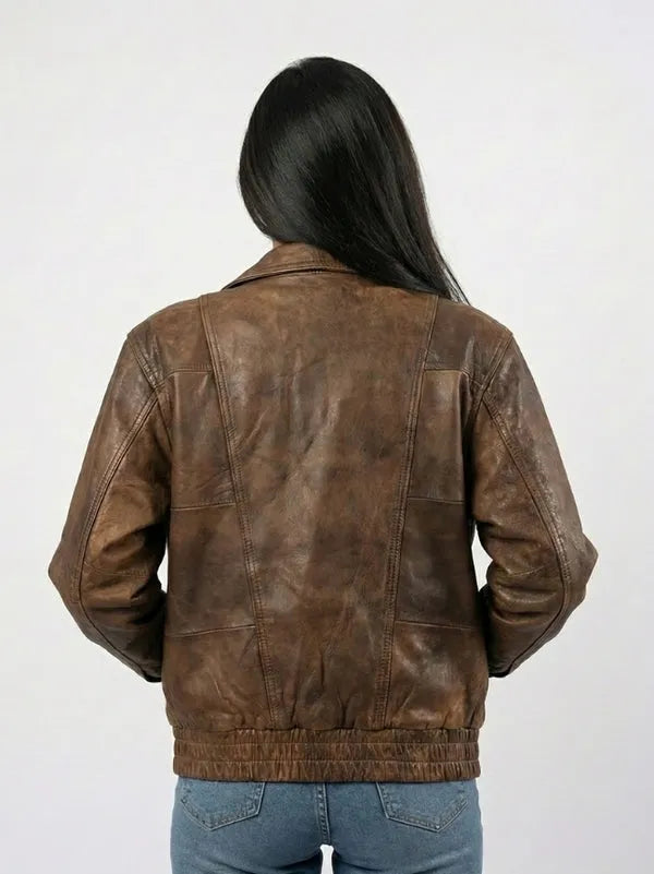 oversized brown leather jacket