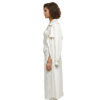 Paris 2026 Zendaya Elegant Off-White Wool Coat