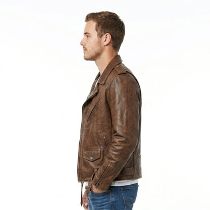 Pilot Pete's The Bachelor Peter Weber Brown Biker Leather Jacket