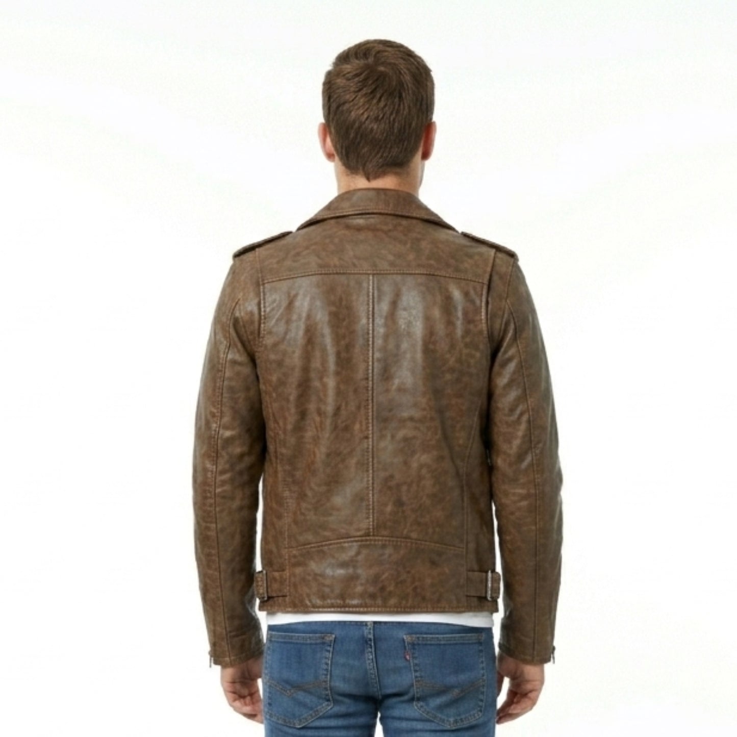 Pilot Pete's The Bachelor series Peter Weber Brown Biker Leather Jacket
