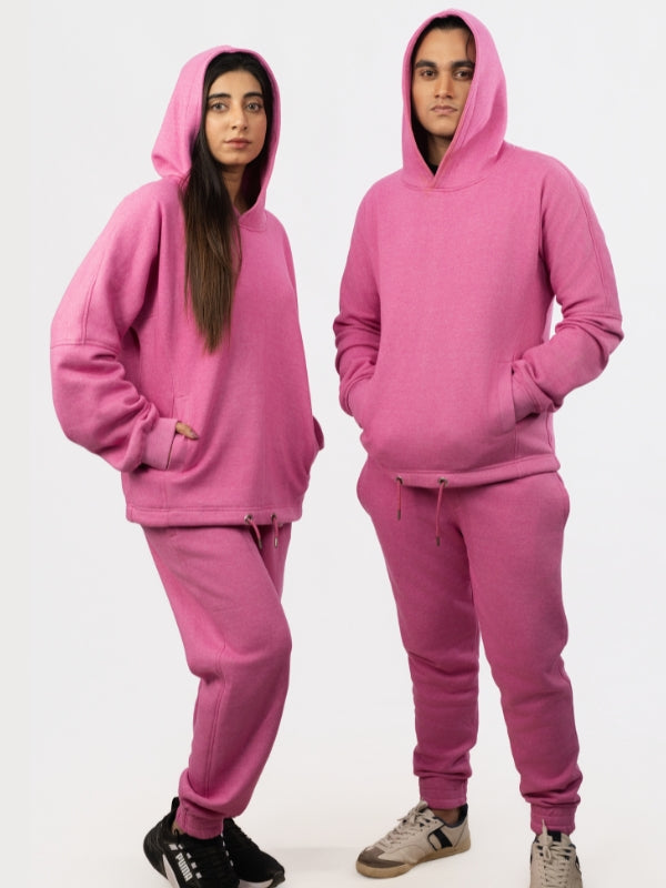 Unisex Stylish Pink Fleece Tracksuit