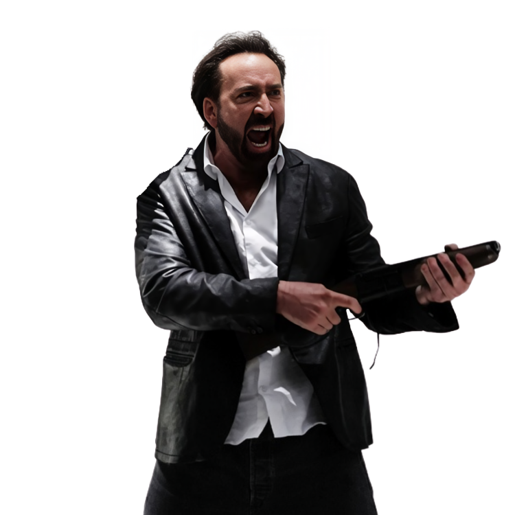 Prisoners of the Ghost land Nicolas Cage Black Leather Suit Jacket Live