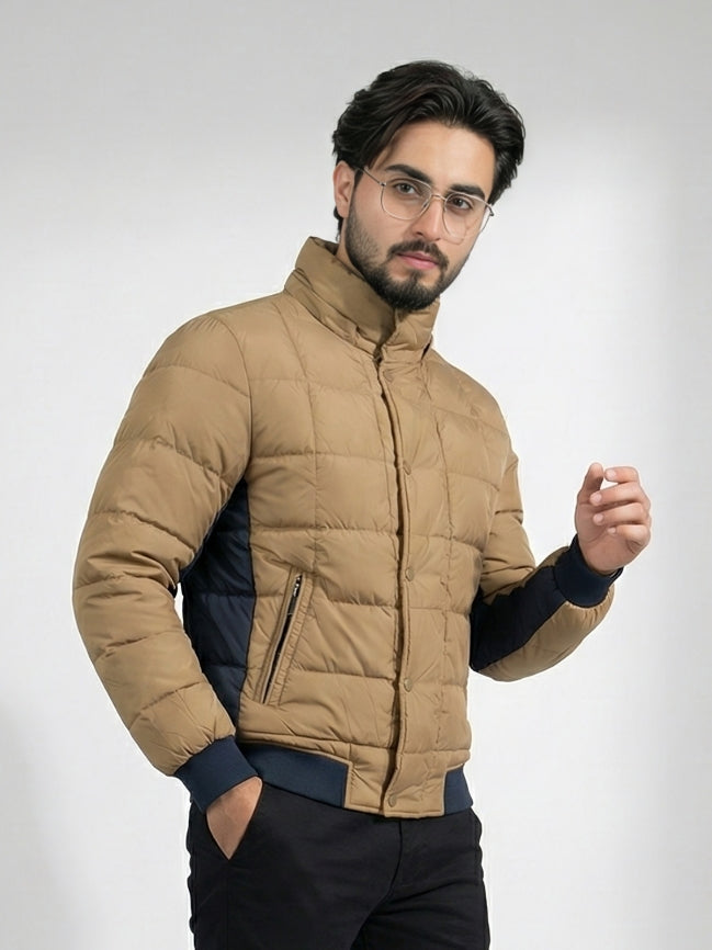 Men's Tan Quilted Puffer Jacket