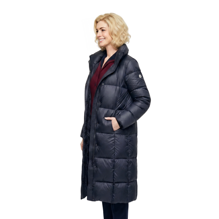 Rebecca Eileen Anne Hathaway Puffer Trench Coat Side 1