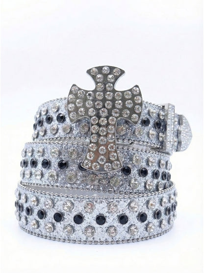 Decorative belt with a cross design on a white background