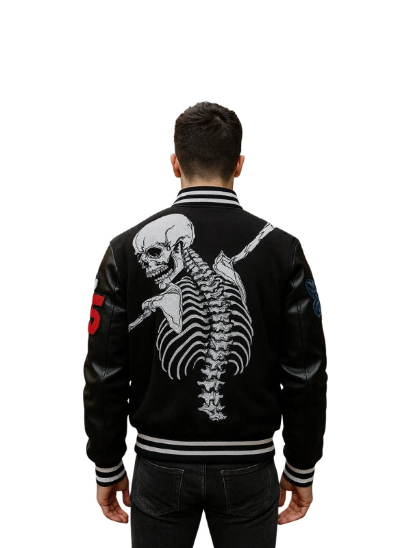 Rod Skull Godspeed Letterman Black Varsity Jacket