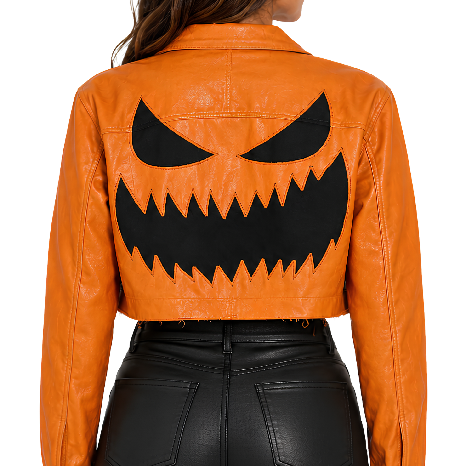 Sale Live On Evil Pumpkin Graphic Halloween Crop Jacket