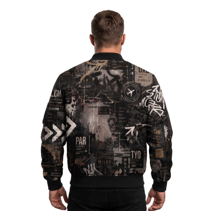 Men's Graphic Print Travel Bomber Jacket back
