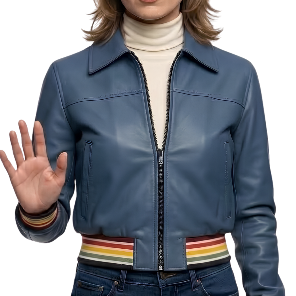 Sale Live On The Unisex Bouchard Blue Bomber Leather Jacket