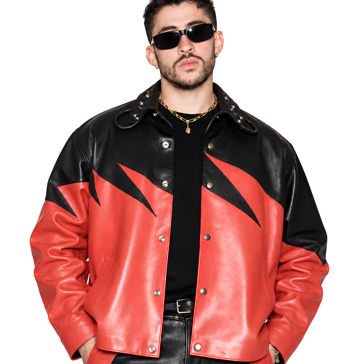 Sale Live On The WWE Bad Bunny Kane Graphic Leather Jacket