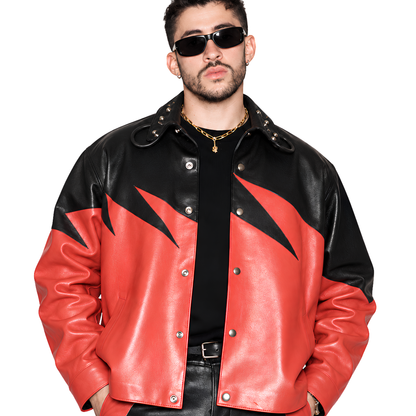 Sale Live On The WWE Bad Bunny Kane Graphic Leather Jacket