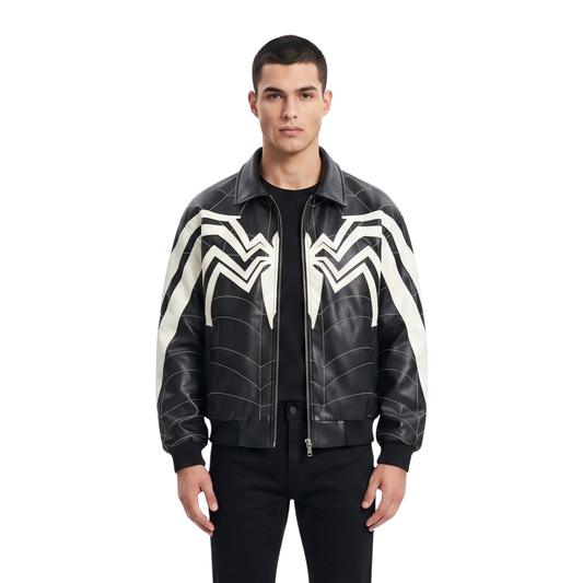 Sale Live On Venom Symbiote Black Biker Jacket