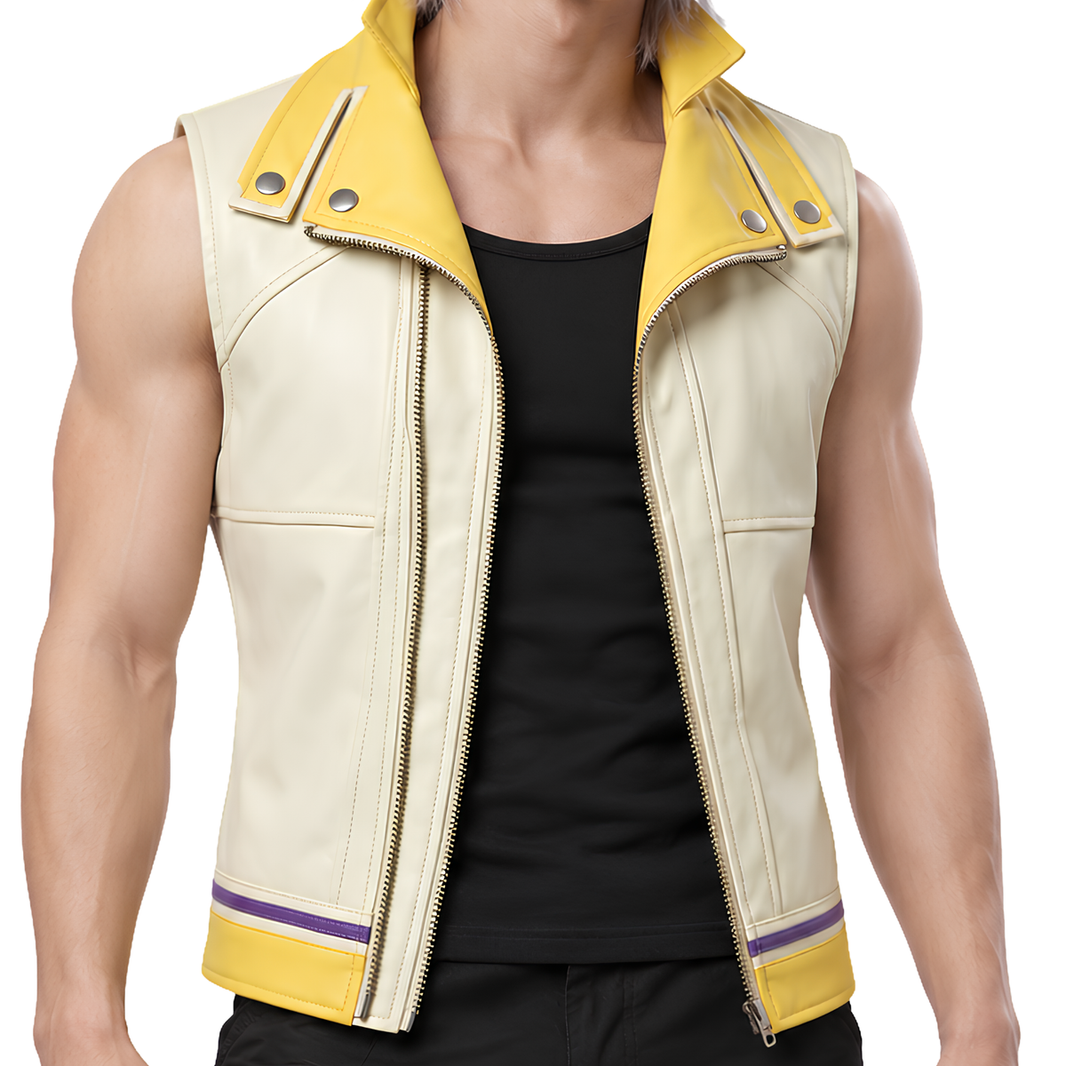 Sale Live on Kingdom Hearts II Riku Yellow and White Leather Jacket