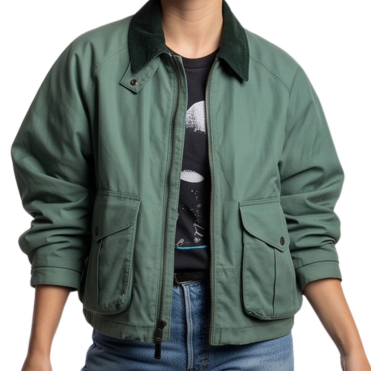 Sale Live on Maggie Lanterns Season 1 Green Cotton Casual Jacket
