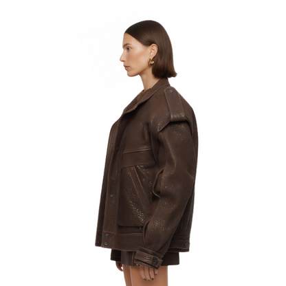 Sale On The Hailey Bieber Oversized Brown Bomber Jacket