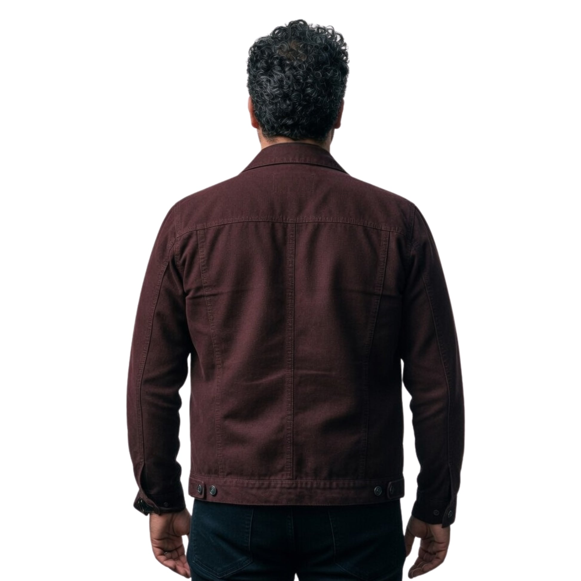 Man wearing a brown jacket on a white background