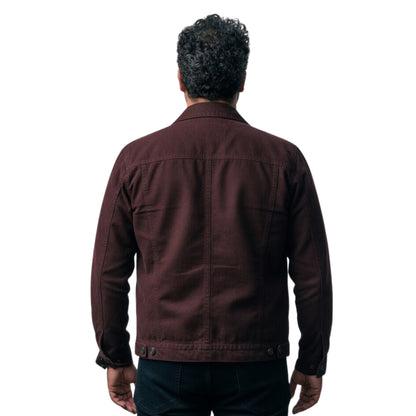 Man wearing a brown jacket on a white background