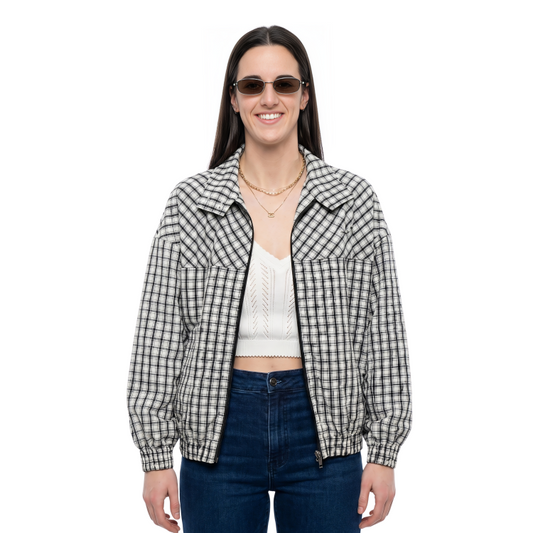 Shop Caitlin Clark Checked Cotton Jacket