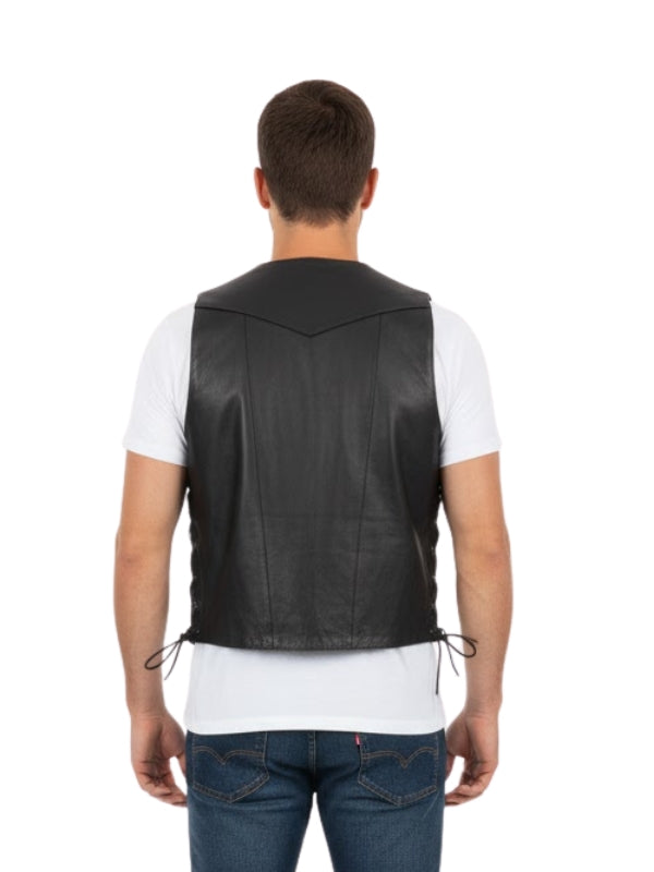 Mens Black Leather Vest