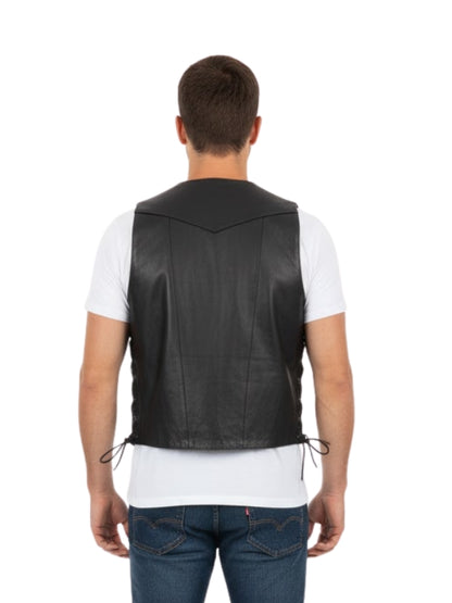 Mens Black Leather Vest