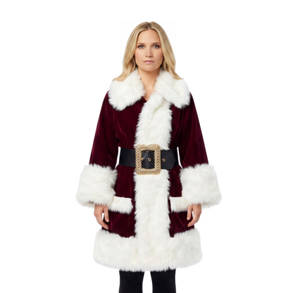 Shop The Eddie Janko Blue Bloods S10 Deep Red Shearling Santa Coat