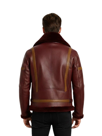 Brown leather jacket with brown accents on a white background