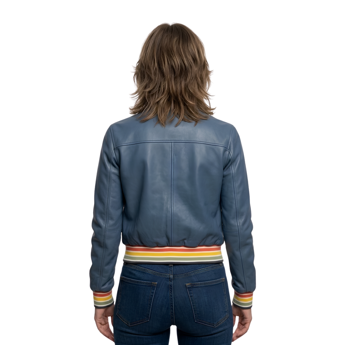Shop The Unisex Bouchard Blue Bomber Leather Jacket