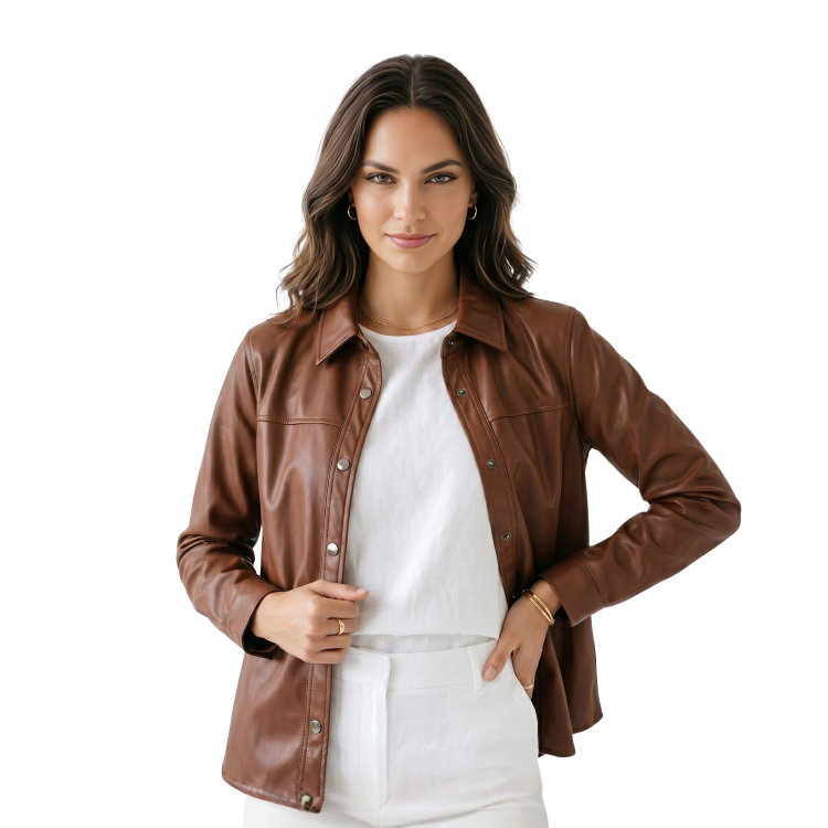 Shop The Women's Brown Vegan Leather Jacket