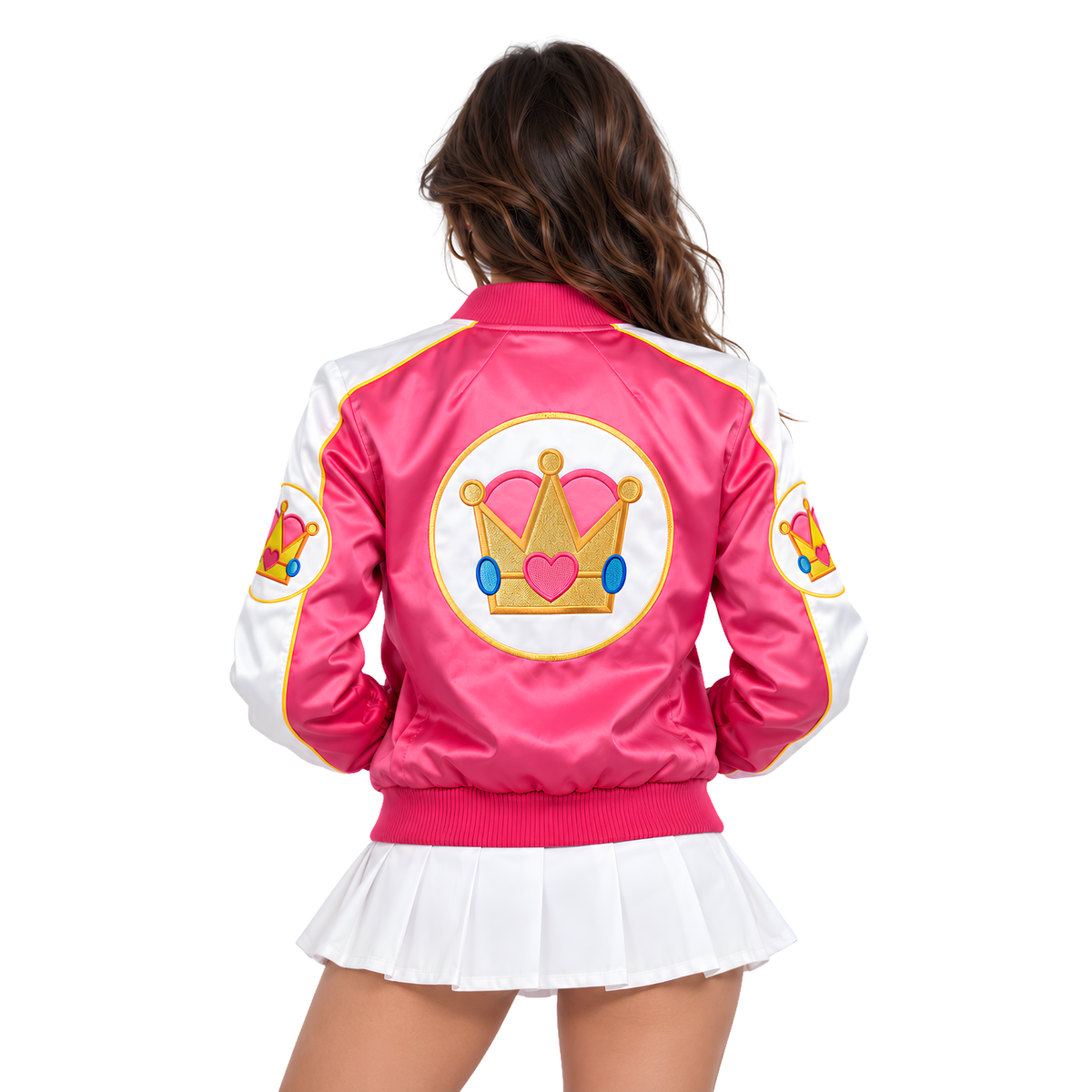 Shop The Women’s Pink Racing Princess Graphic Bomber Jacket