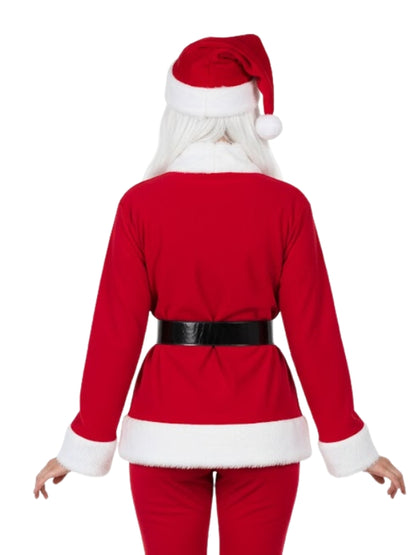 Red Santa Claus costume with black belt on a white background