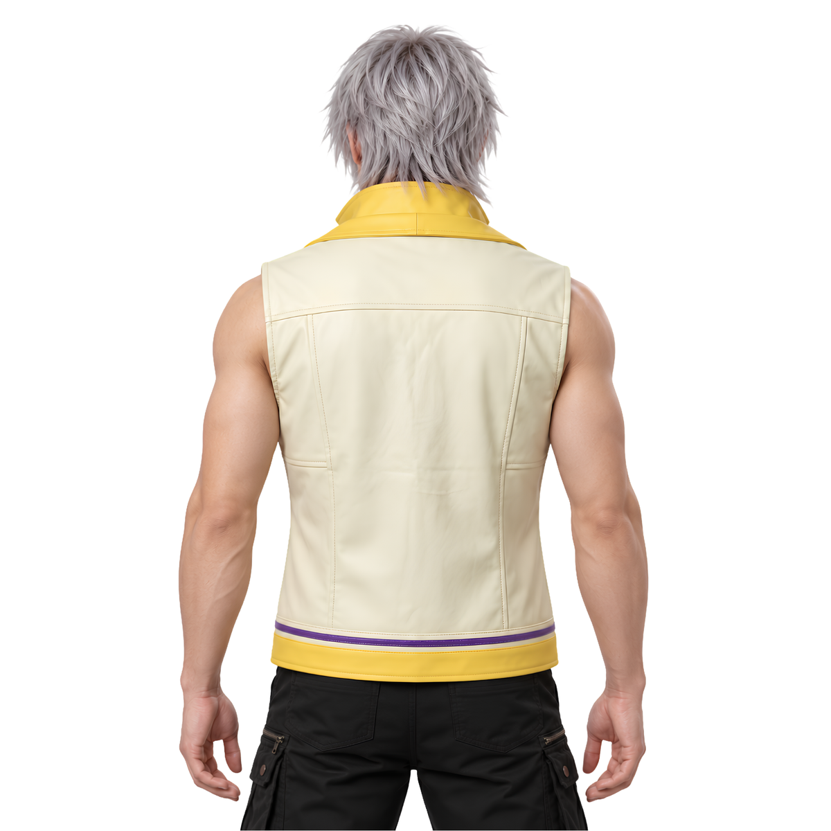 Shop the Kingdom Hearts II Riku Yellow and White Leather Jacket Today